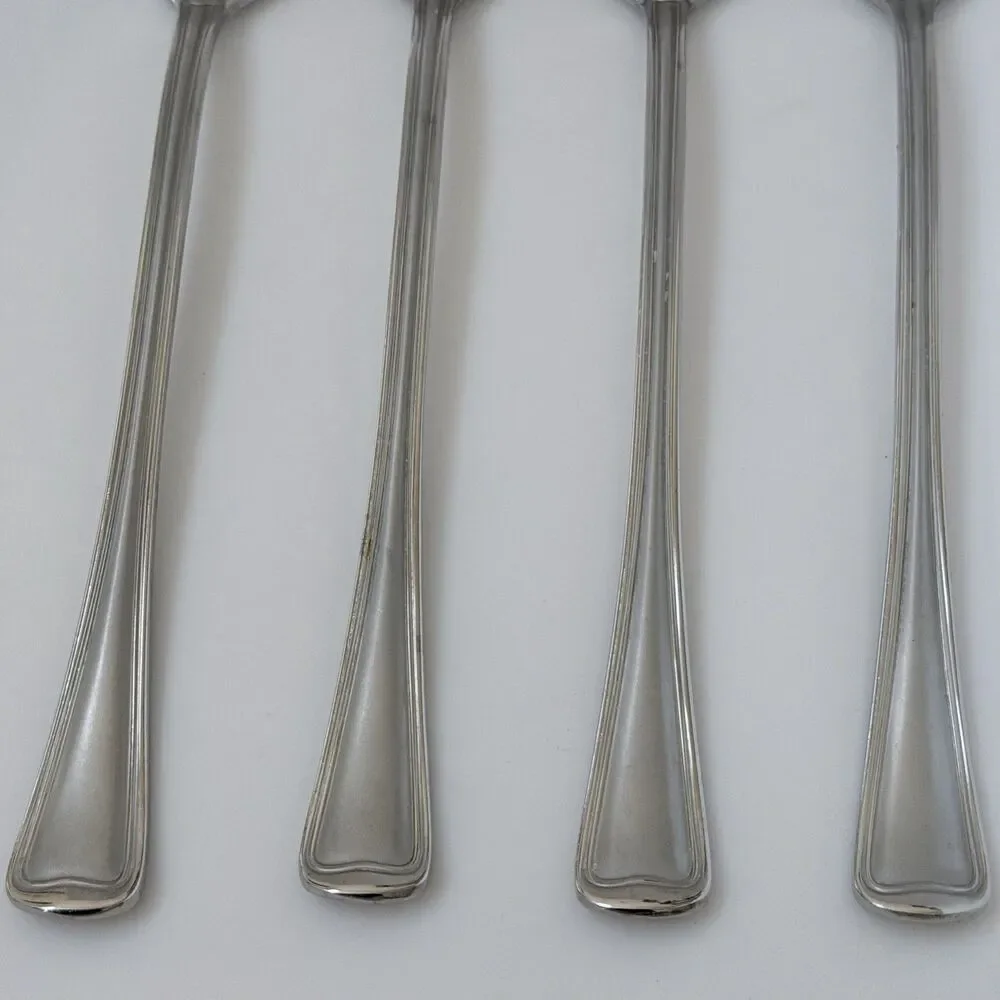4pc GORHAM Monet Frosted Stainless Iced Tea Spoons 7 5/8” Glossy Satin 18/8
